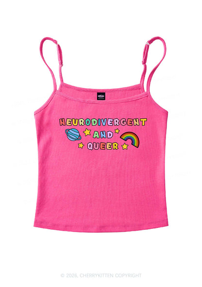 Neurodivergent And Queer Pride Y2K Spaghetti Strap Cami Cherrykitten