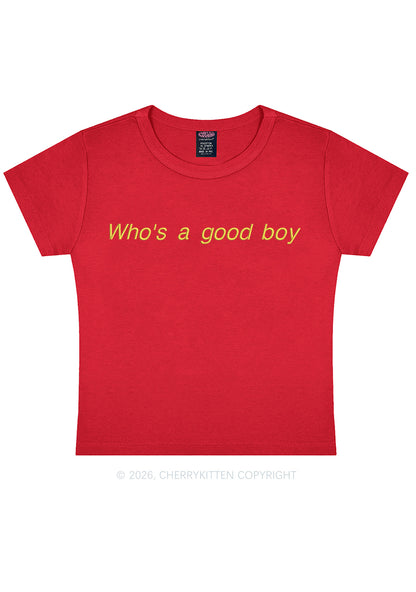 Embroidered Whos A Good Boy Y2K Baby Tee Cherrykitten