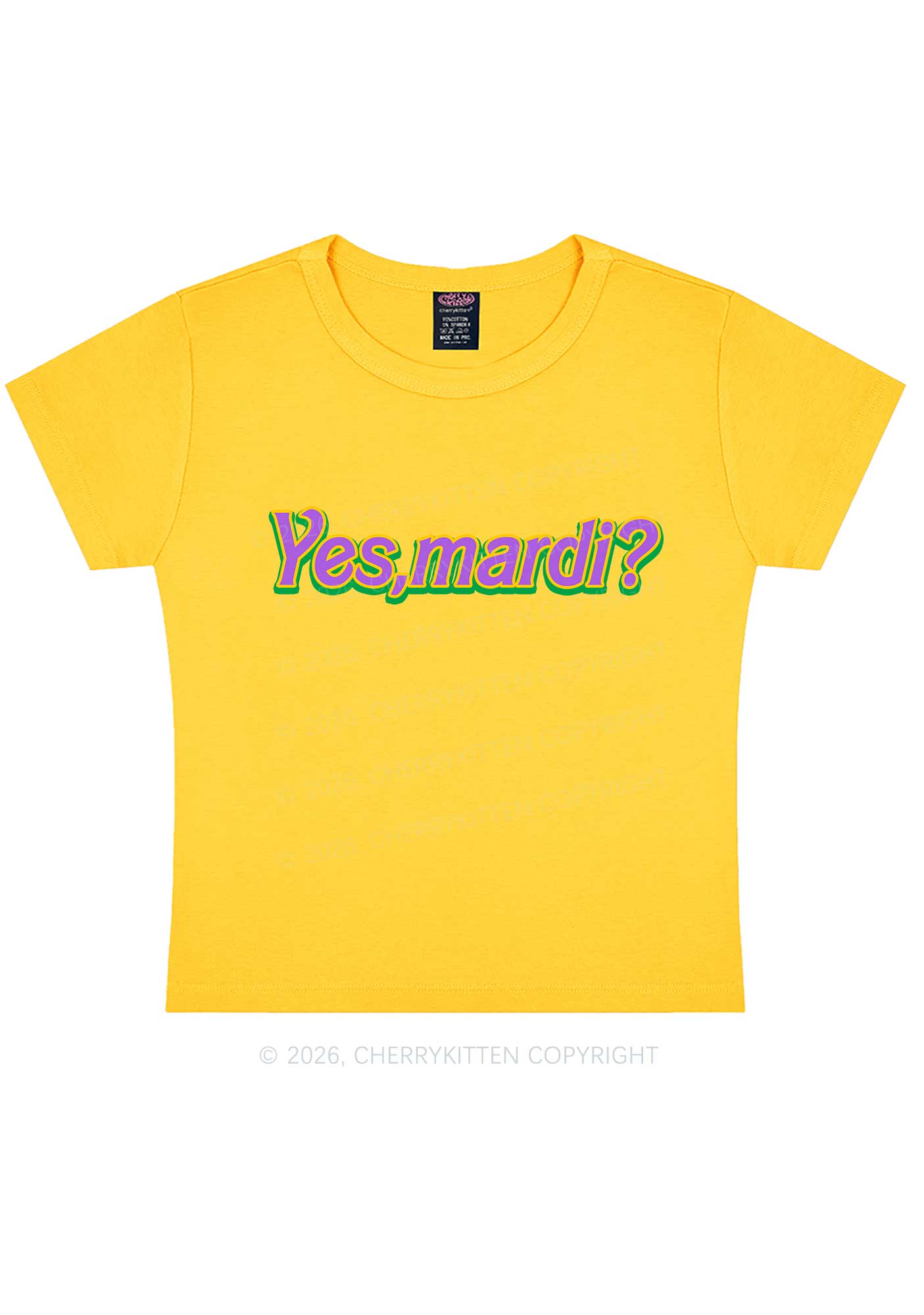Yes Mardi Y2K Baby Tee Cherrykitten