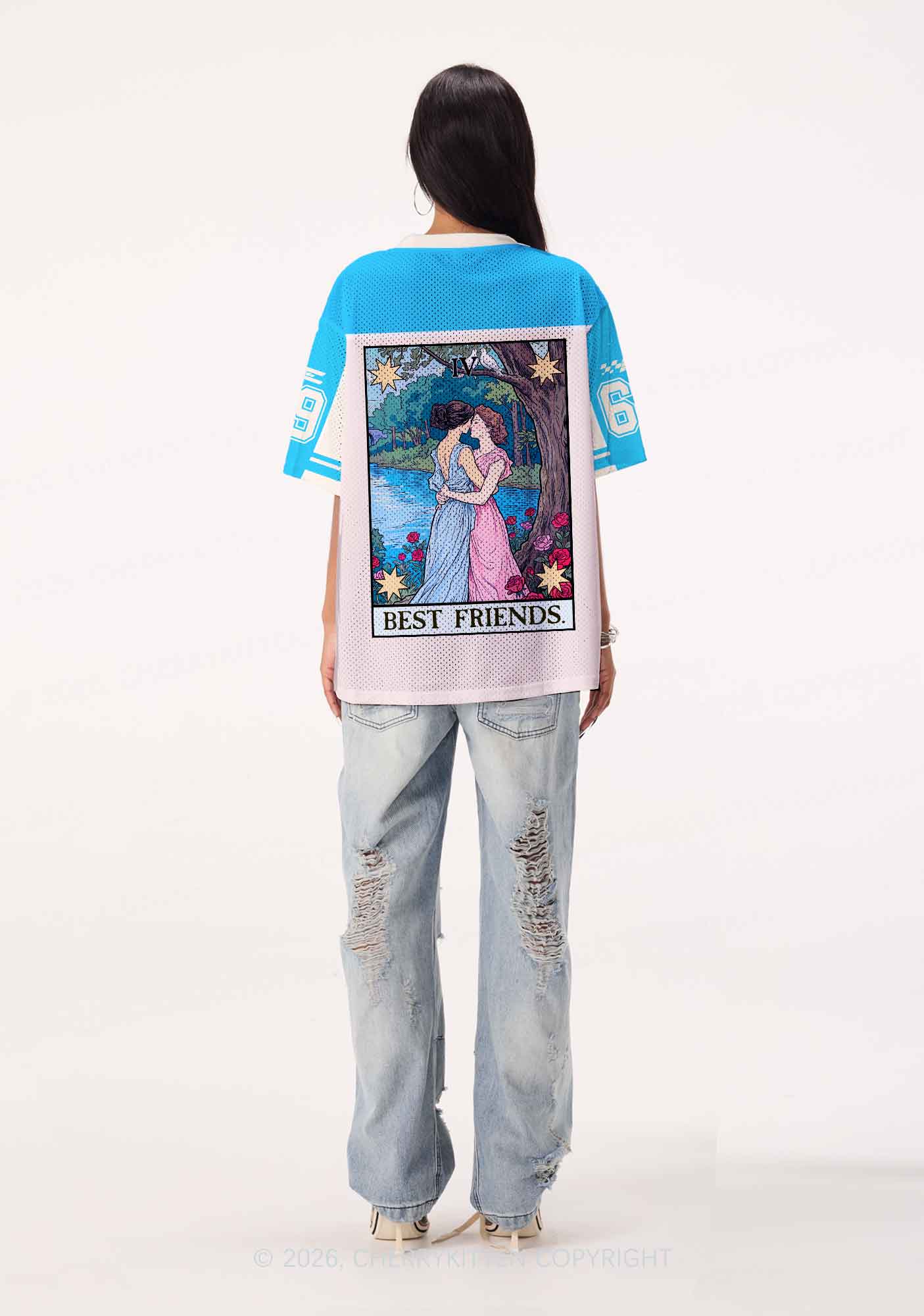Blue Best Friends Pride Y2K Sport Jersey Shirts Cherrykitten