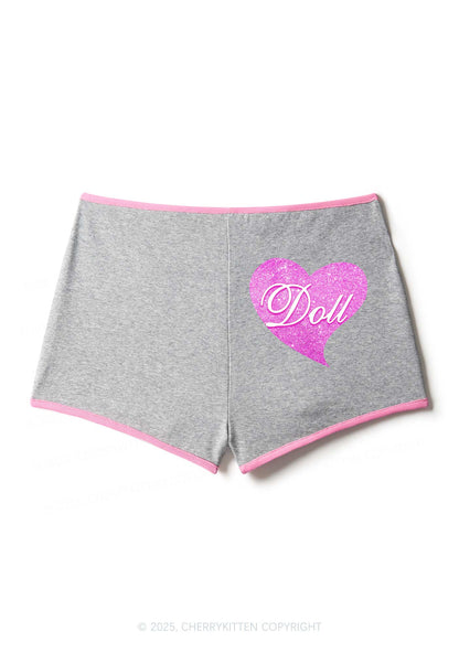 Glitter Heart Doll Y2K Contrast Mini Shorts Cherrykitten