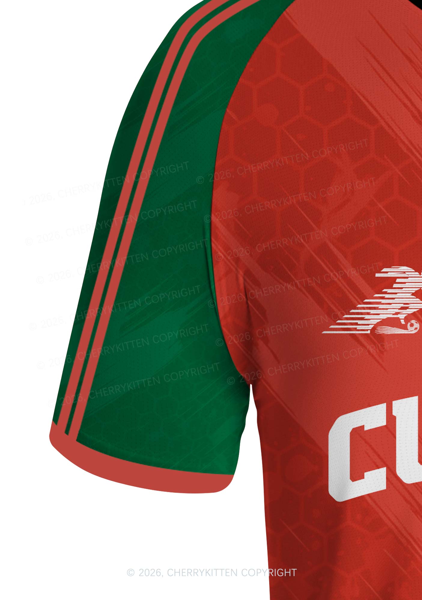 Custom Text Red Green Y2K Football Jersey Shirts Cherrykitten