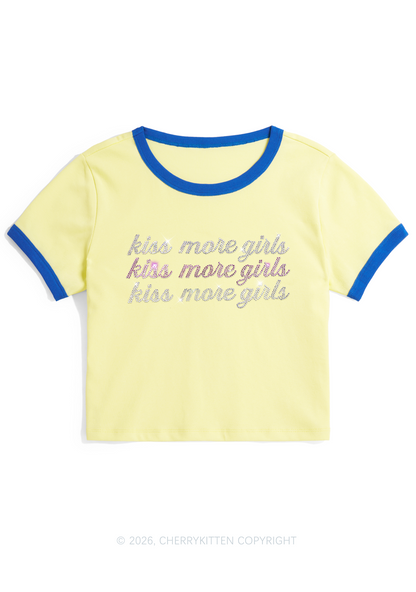 Rhinestone Kiss More Girls Pride Y2K Ringer Tee Cherrykitten