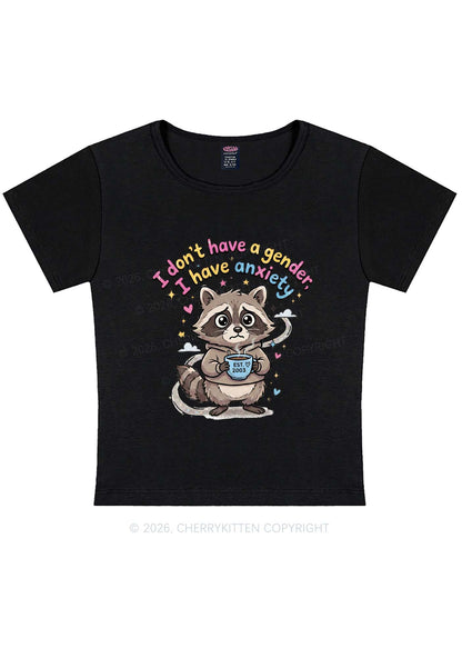 Raccoon I dont Have A Gender Pride Y2K Baby Tee Cherrykitten