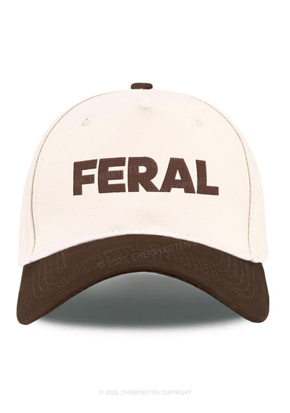 Embroidered Feral Y2K Color Block Baseball Cap Cherrykitten