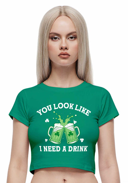 I Need A Drink St Patricks Y2K Baby Tee Cherrykitten