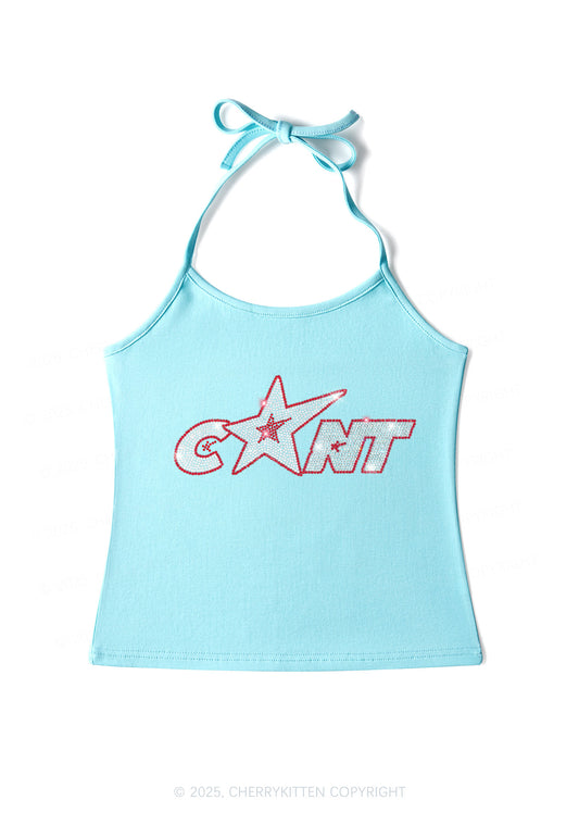 Rhinestone Star Cxxt Y2K Halter Neck Cami Cherrykitten