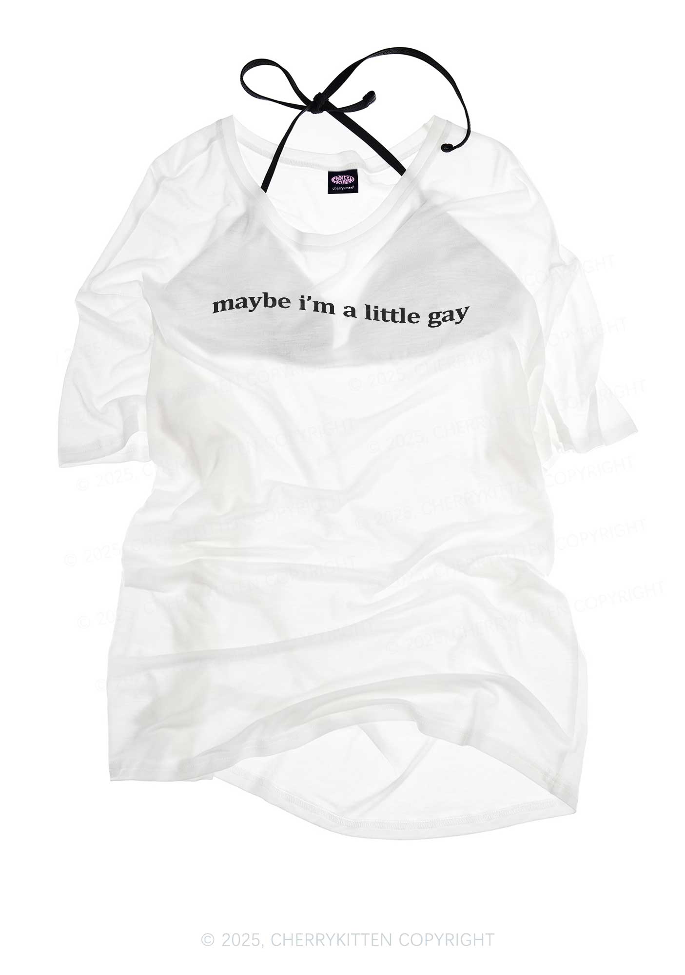 Maybe Im A Little Gay Pride Y2K Sheer Boyfriend Tee Cherrykitten