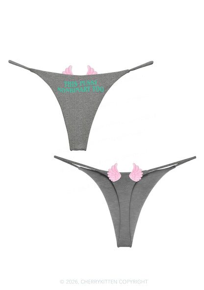 This Puxxy Nonbinary Too Y2K Goth Angel Wings Bikini String Thong Cherrykitten