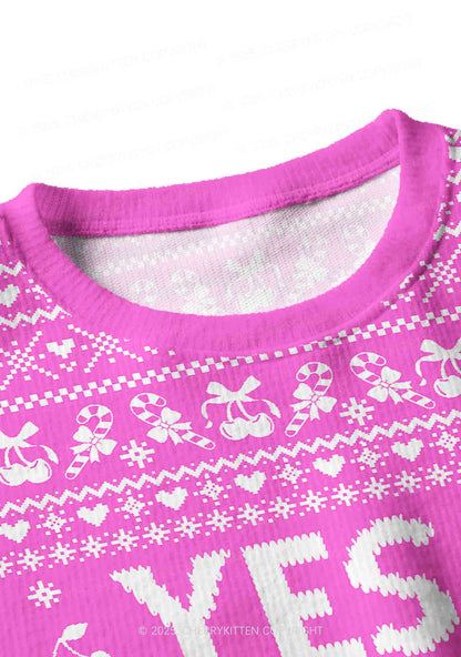 Yes Daddy Y2K Christmas Crop Knit Sweatshirt Cherrykitten