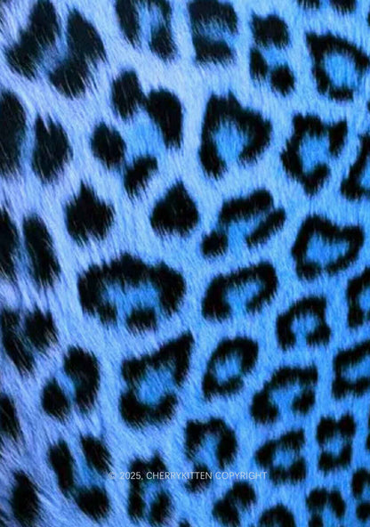 Blue Leopard Y2K Print Mini Layered Skirt Cherrykitten