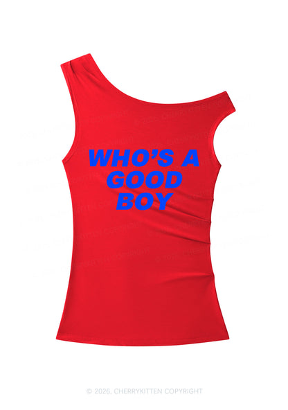 Who's A Good Boy Y2K Off Shoulder Tank Top Cherrykitten