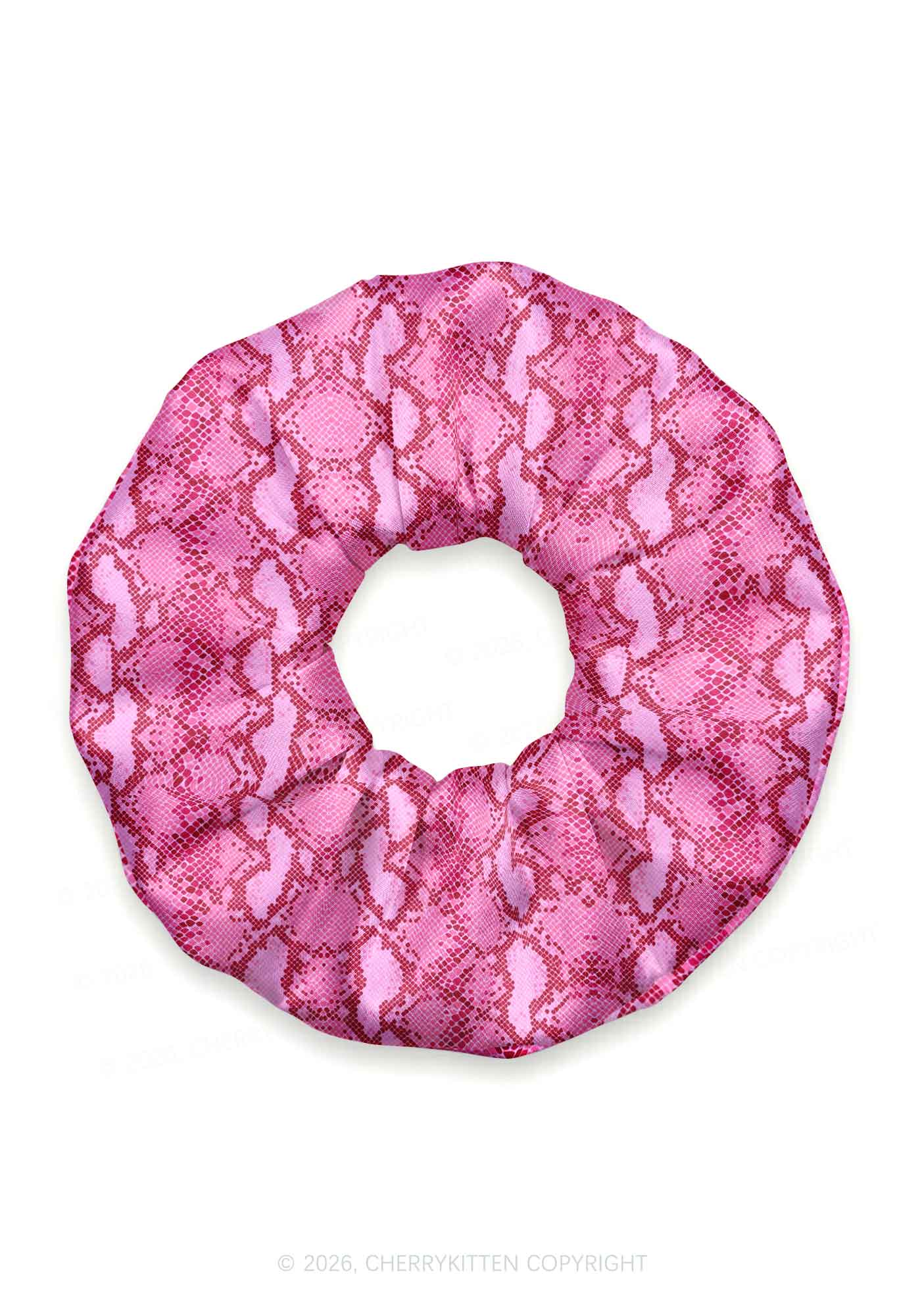 Hot Pink Snake Skin Pattern Y2K Hair Scrunchie Cherrykitten