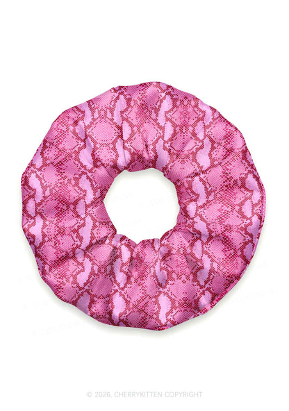 Hot Pink Snake Skin Pattern Y2K Hair Scrunchie Cherrykitten