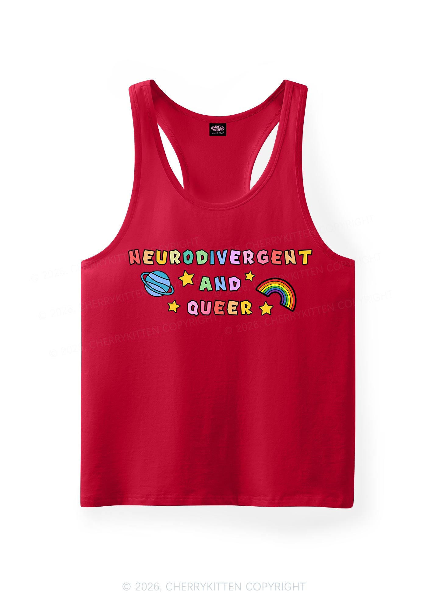 Neurodivergent And Queer Pride Y2K Men Racerback Tank Top Cherrykitten