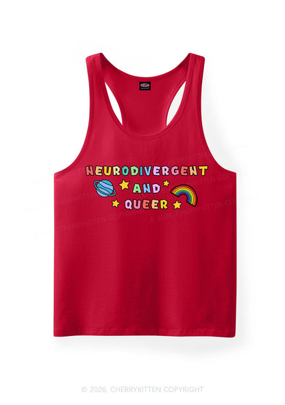 Neurodivergent And Queer Pride Y2K Men Racerback Tank Top Cherrykitten
