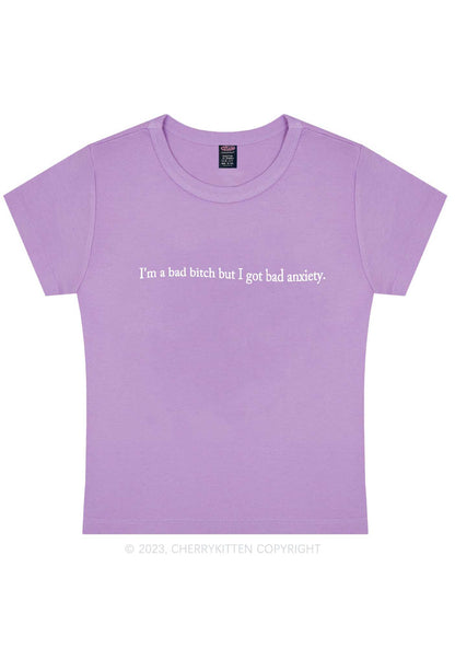 Curvy I'm A Bad Bxxch But I Got Bad Anxiety Y2K Baby Tee Cherrykitten