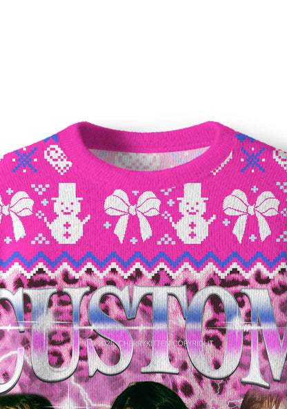 Custom Girls Photo Y2K Christmas Knit Sweatshirt Cherrykitten