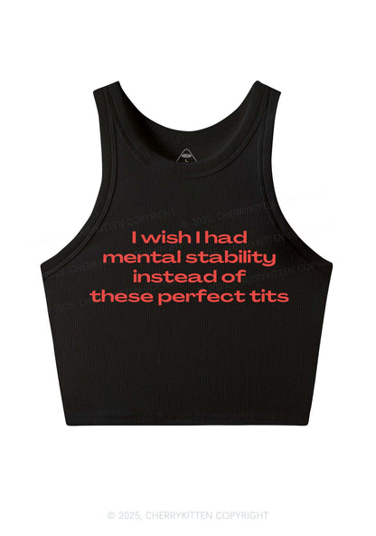 Mental Stability Y2K Crop Tank Top Cherrykitten