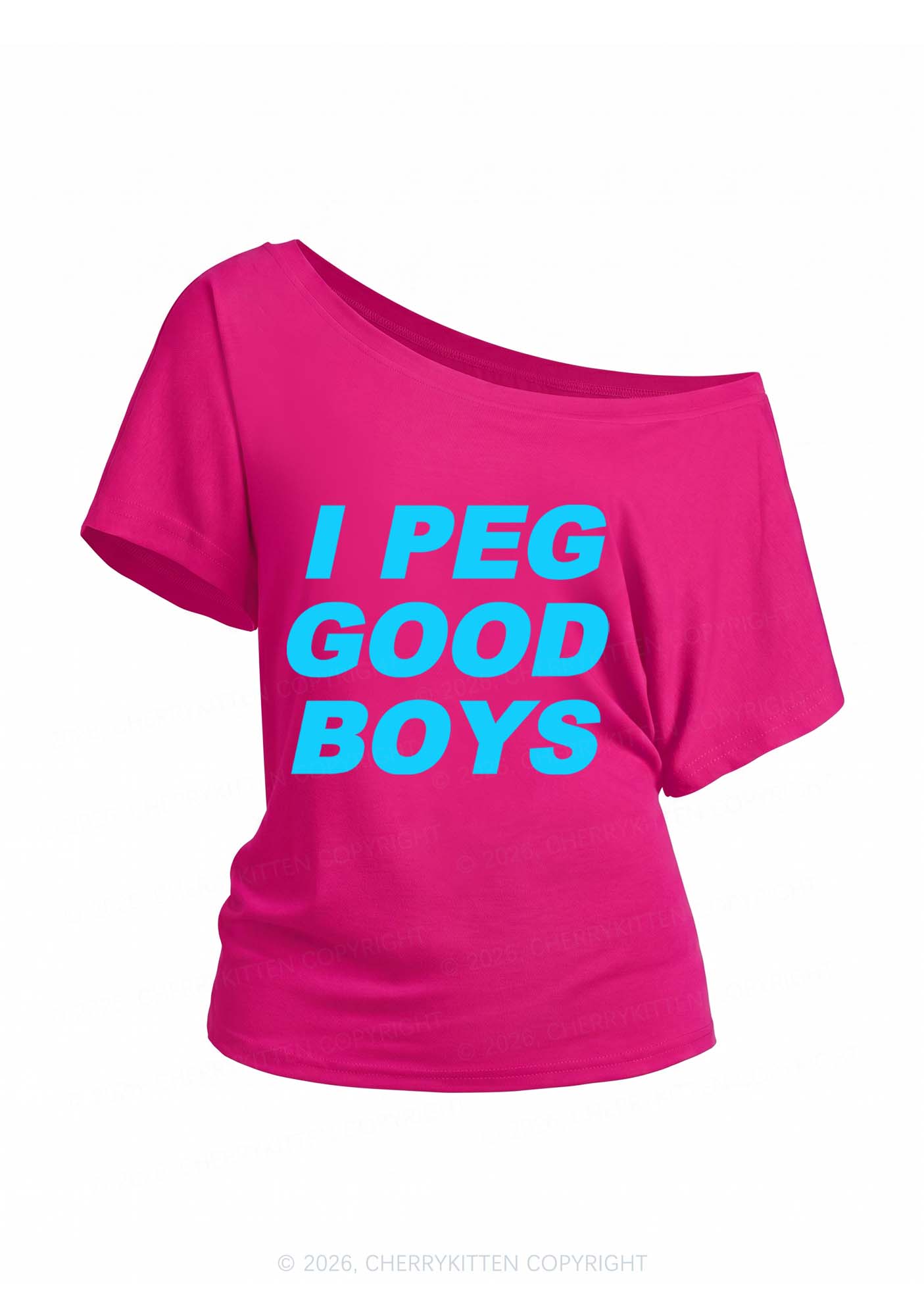 I Peg Good Boys Y2K Off Shoulder Tee Cherrykitten