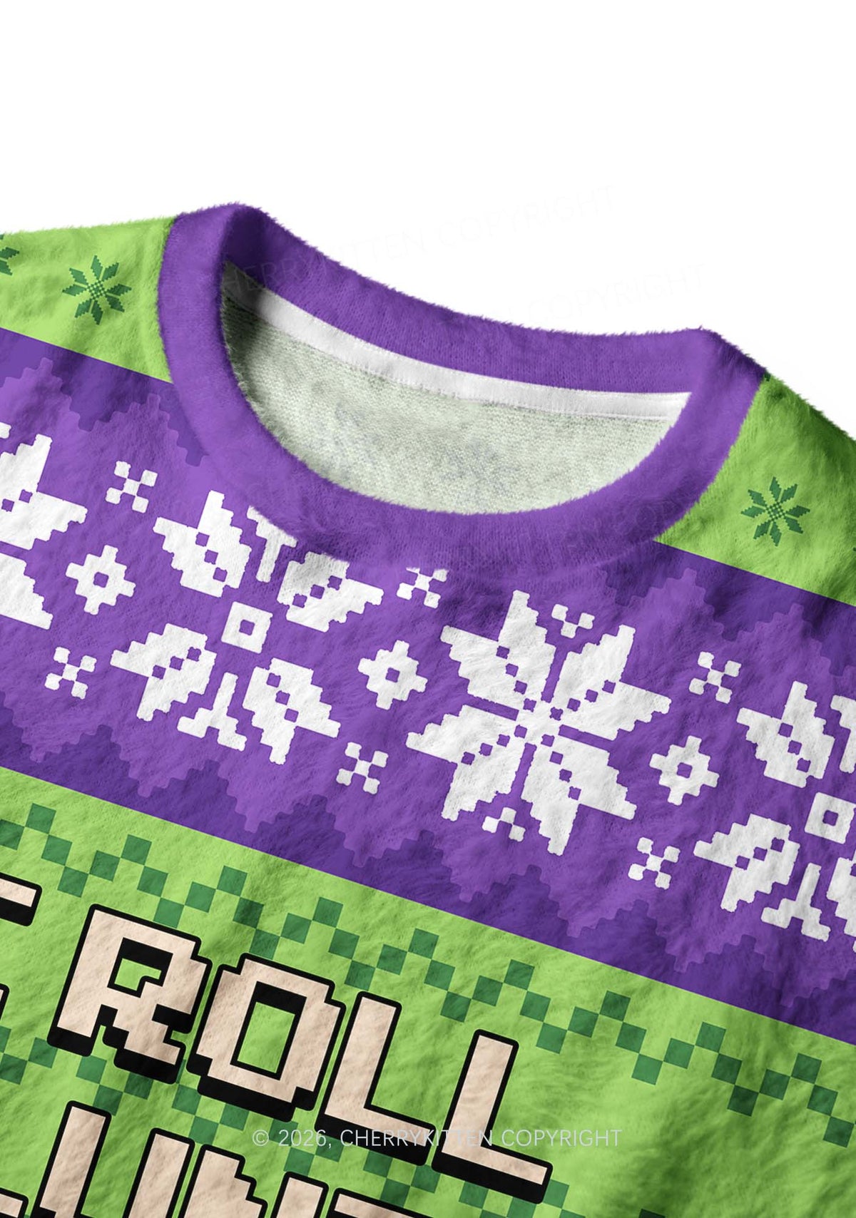 I Roll Blunts Y2K Christmas Knit Sweatshirt Cherrykitten