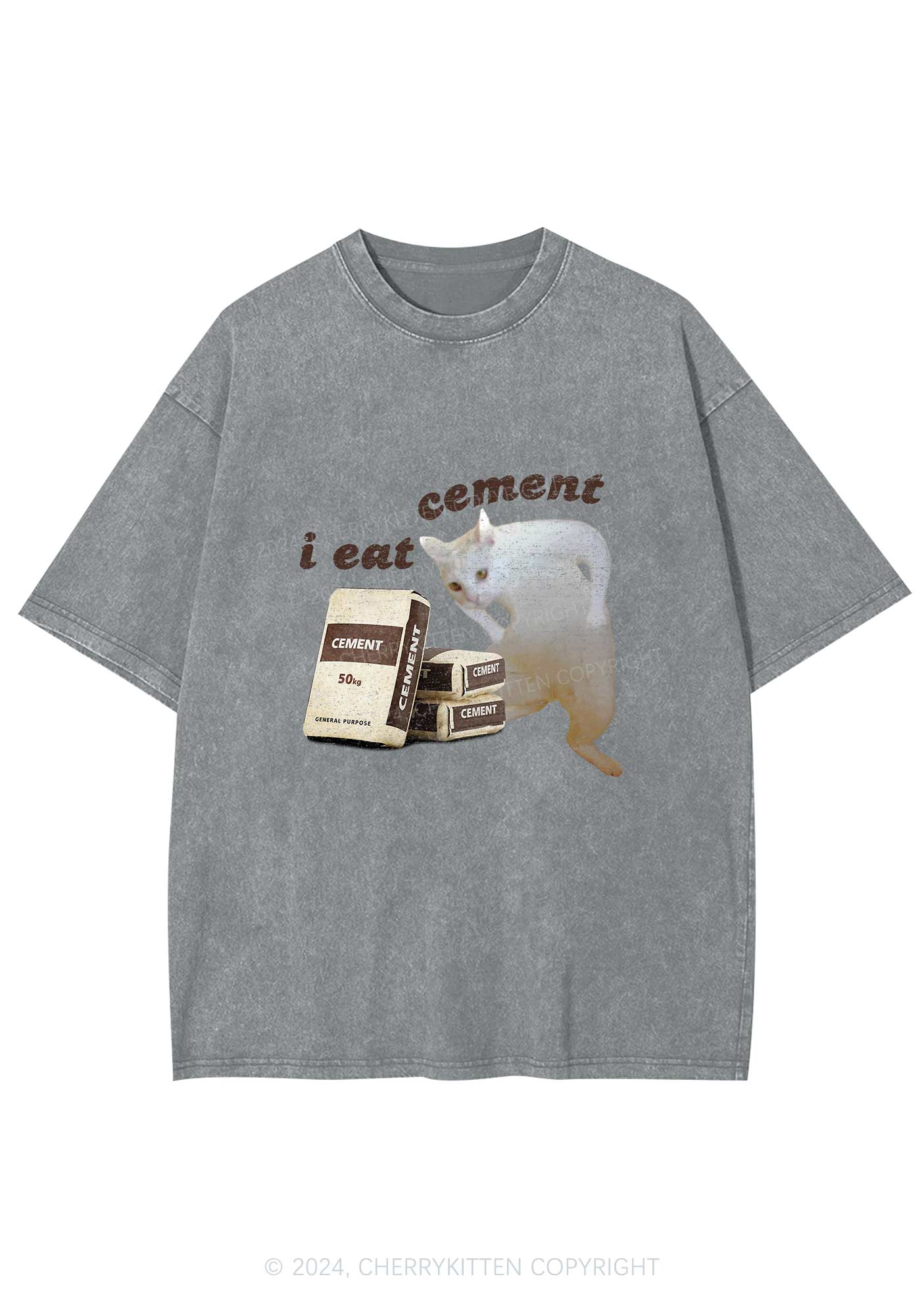 I Eat Cement Y2K Washed Tee Cherrykitten