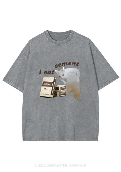 I Eat Cement Y2K Washed Tee Cherrykitten