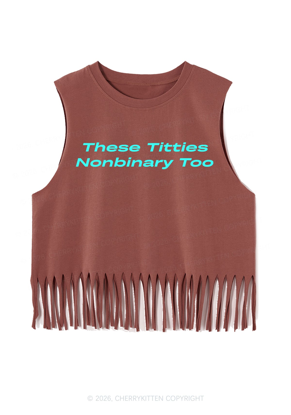 Txtties Nonbinary Too Pride Y2K Fringe Tank Top Cherrykitten