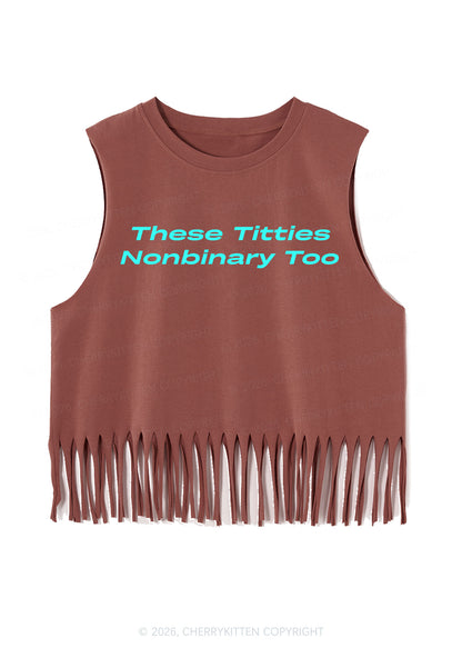 Txtties Nonbinary Too Pride Y2K Fringe Tank Top Cherrykitten