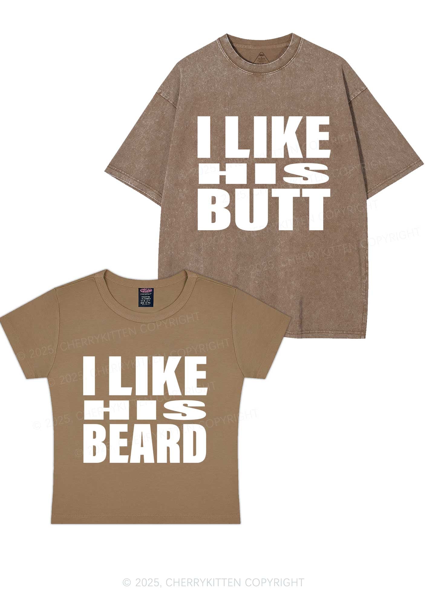 I Like His Beard Y2K Valentine's Day Couple Shirt Cherrykitten