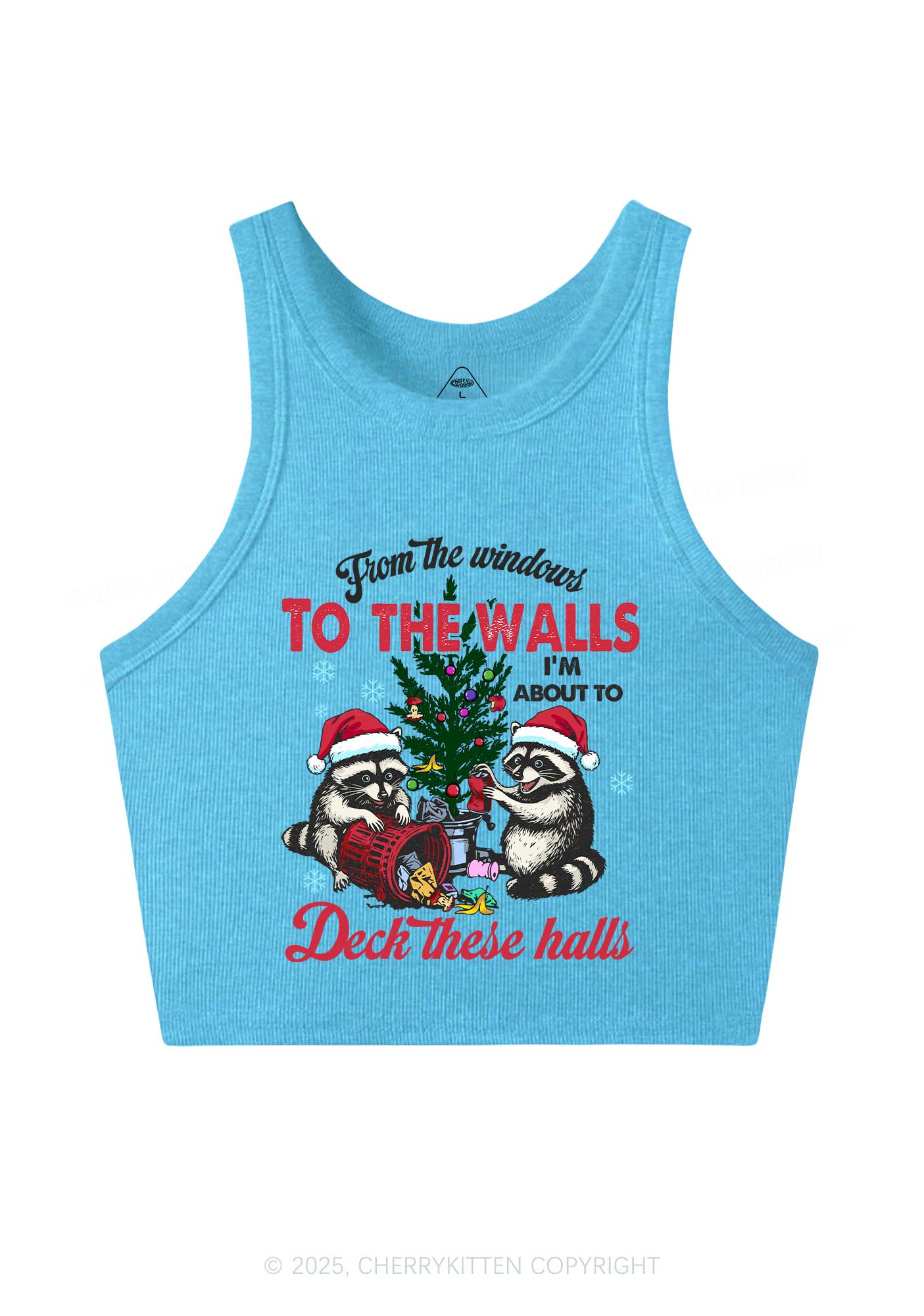 Christmas To The Walls Y2K Crop Tank Top Cherrykitten