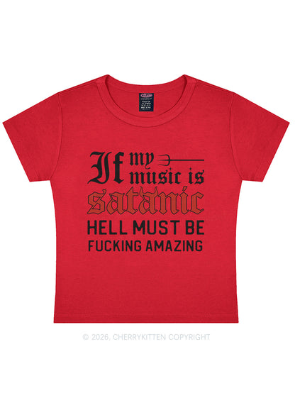 Halloween My Music Is Satanic Y2K Baby Tee Cherrykitten