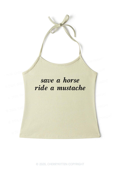 Ride A Mustache Y2K Halter Neck Cami Cherrykitten