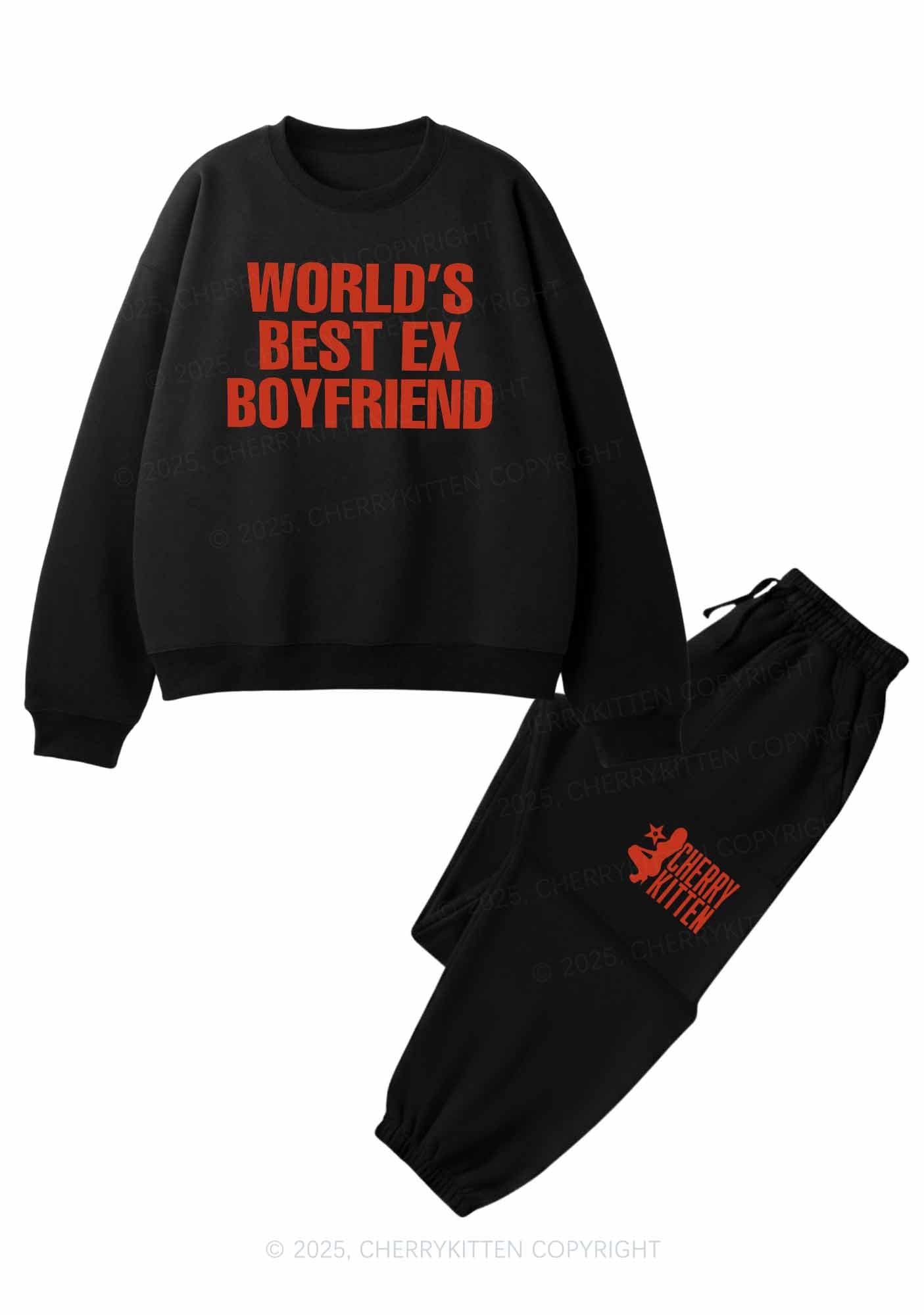 Best Ex Boyfriend Y2K Fleece Sweatshirts Set Cherrykitten