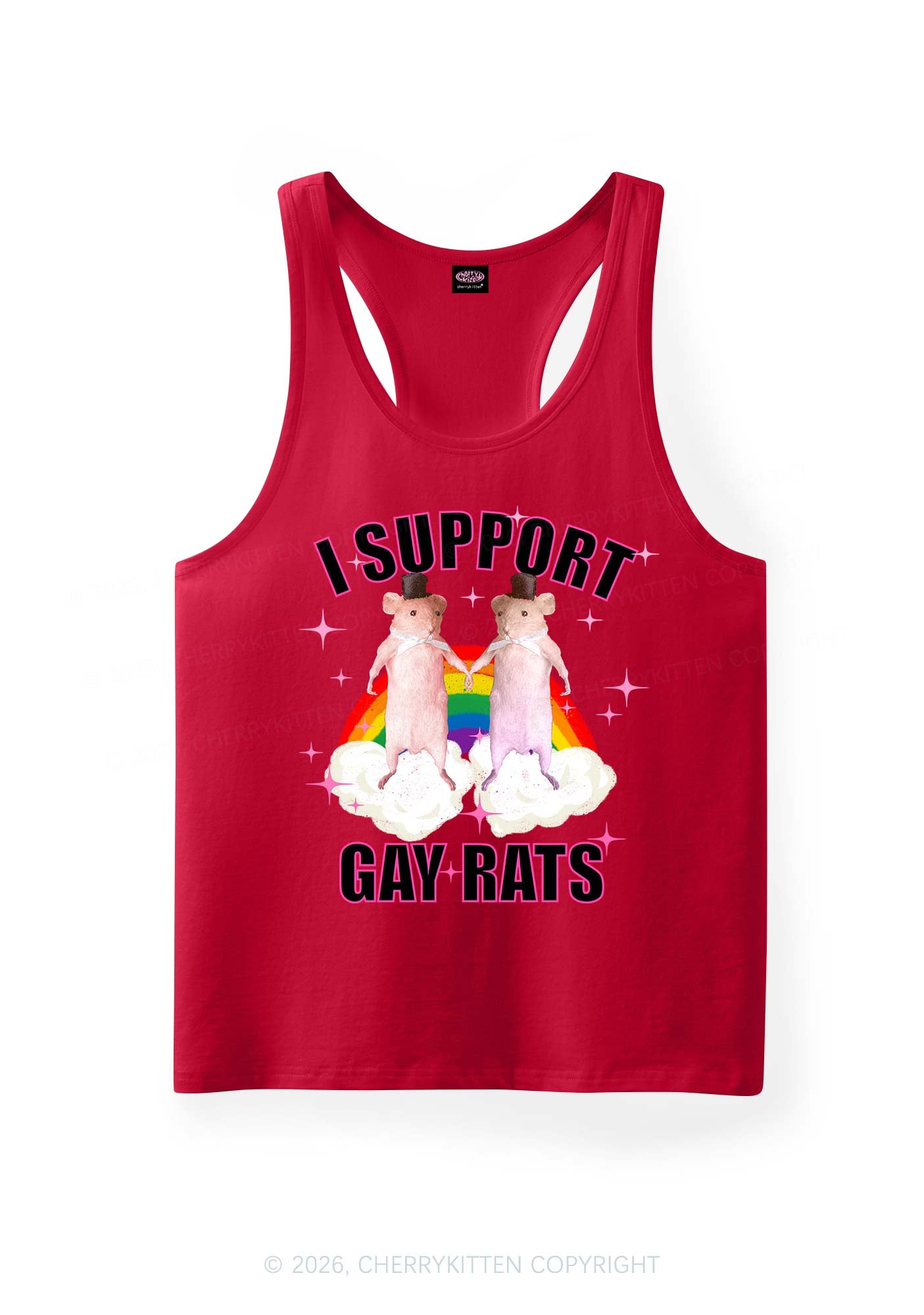 Support Gay Rats Pride Y2K Men Racerback Tank Top Cherrykitten