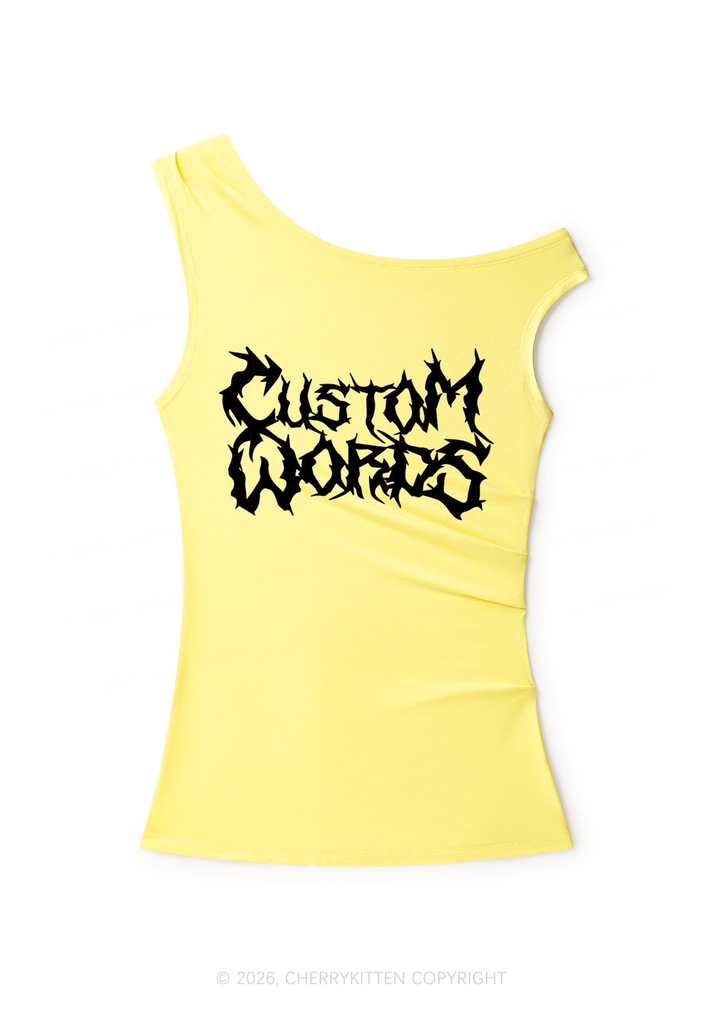 Custom Text Punk Font Y2K Off Shoulder Tank Top Cherrykitten