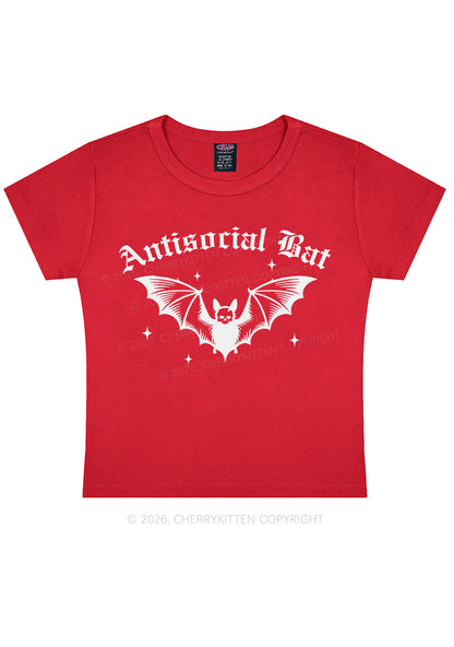 Halloween Antisocial Bat Y2K Baby Tee Cherrykitten