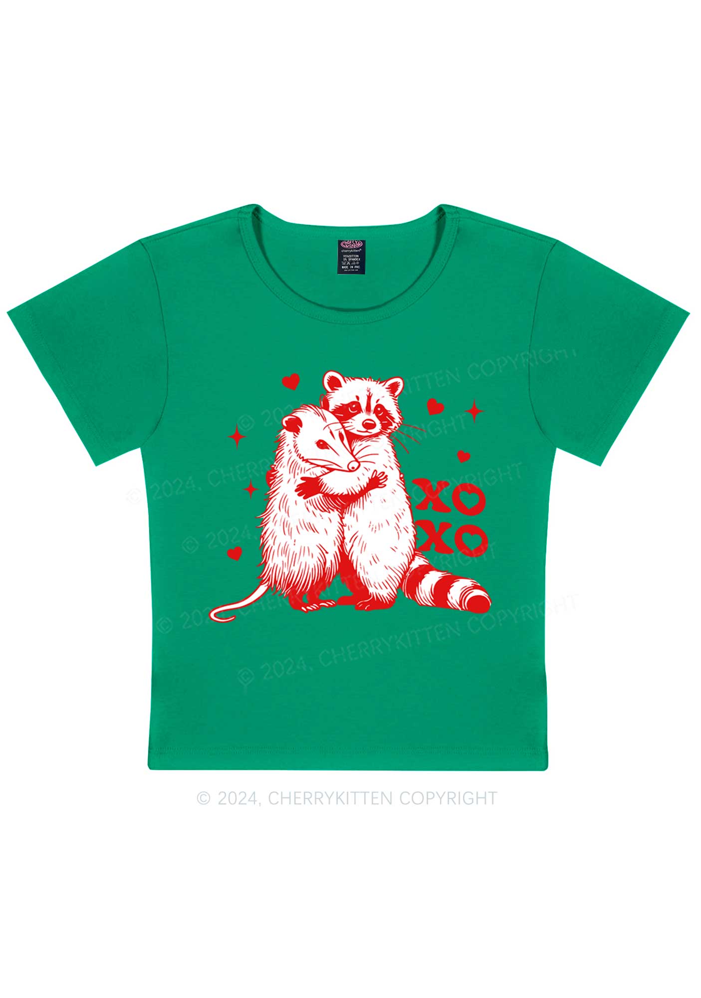 Raccoon XOXO Y2K Valentine's Day Baby Tee Cherrykitten