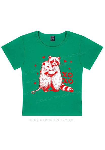 Raccoon XOXO Y2K Valentine's Day Baby Tee Cherrykitten