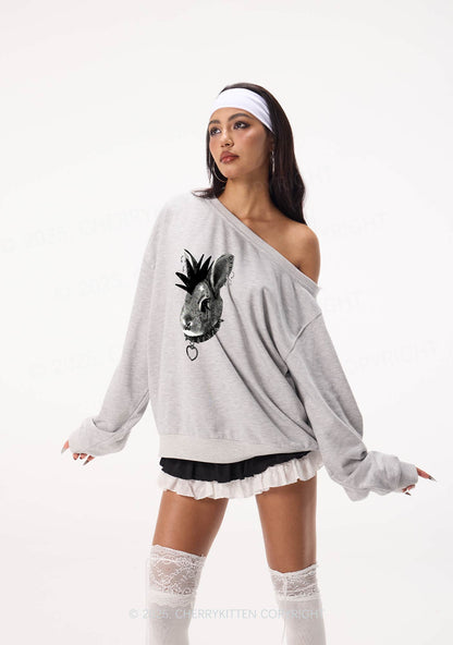 Custom Punk Pet Y2K Off Shoulder Sweatshirts Cherrykitten