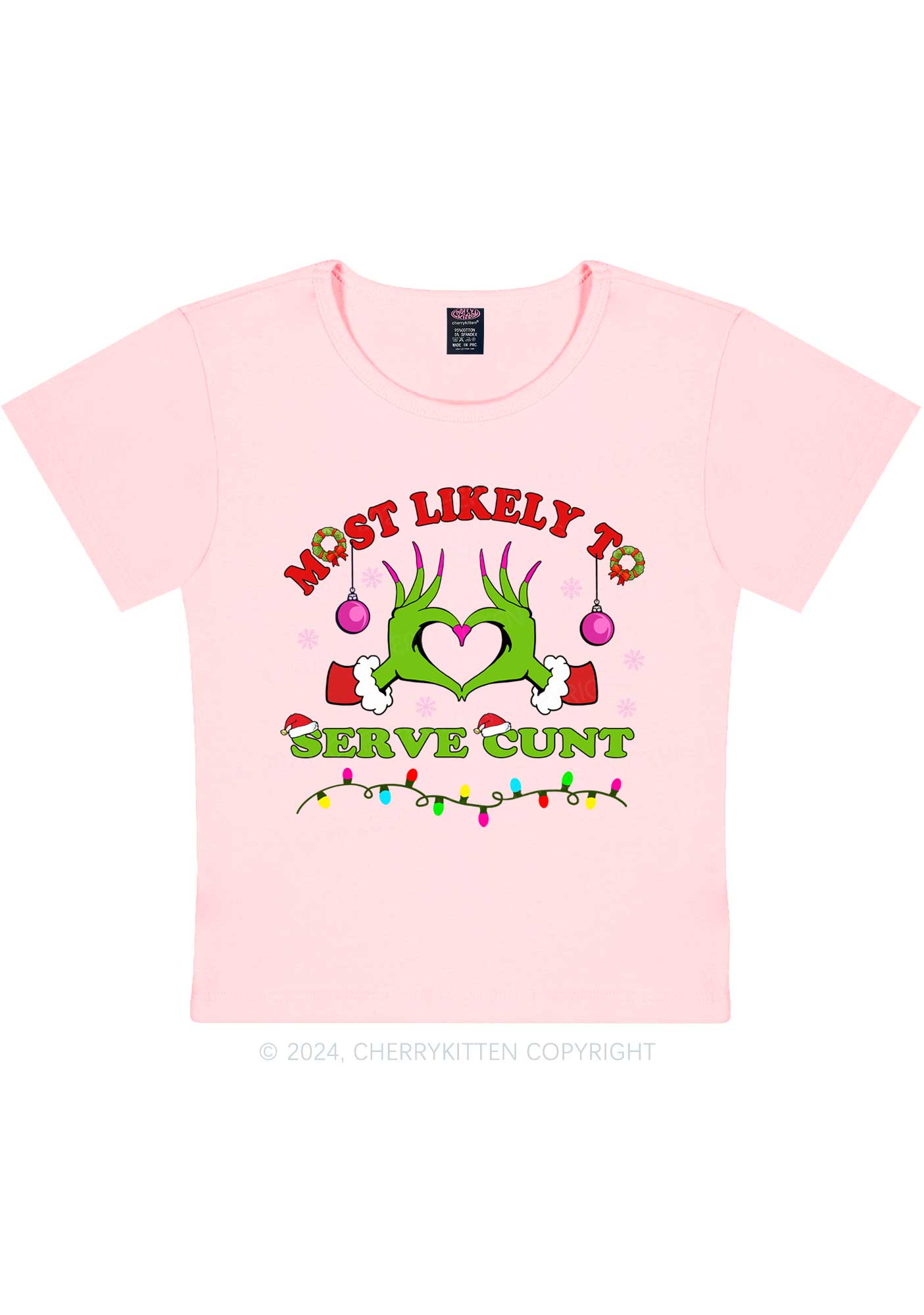 Christmas Most Likely To Custom Text Y2K Baby Tee Cherrykitten