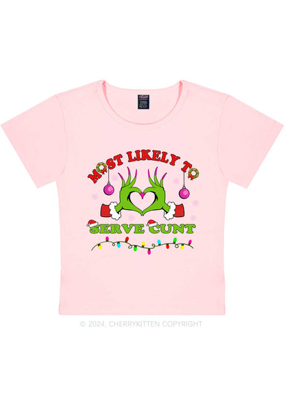 Christmas Most Likely To Custom Text Y2K Baby Tee Cherrykitten