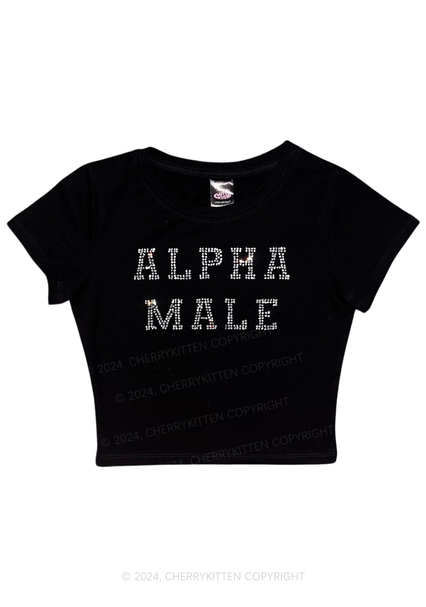 Rhinestone Alpha Male Y2K Baby Tee Cherrykitten