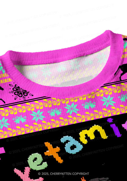 Orange Pony Y2K Christmas Crop Knit Sweatshirt Cherrykitten