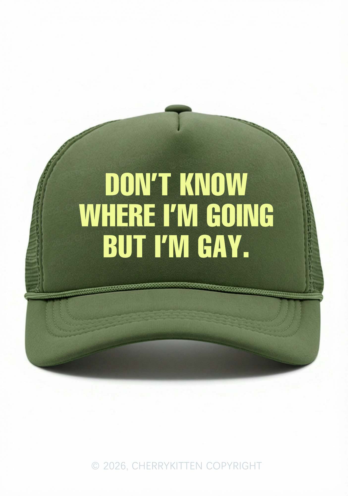 But Im Gay Pride Y2K Trucker Hat Cherrykitten