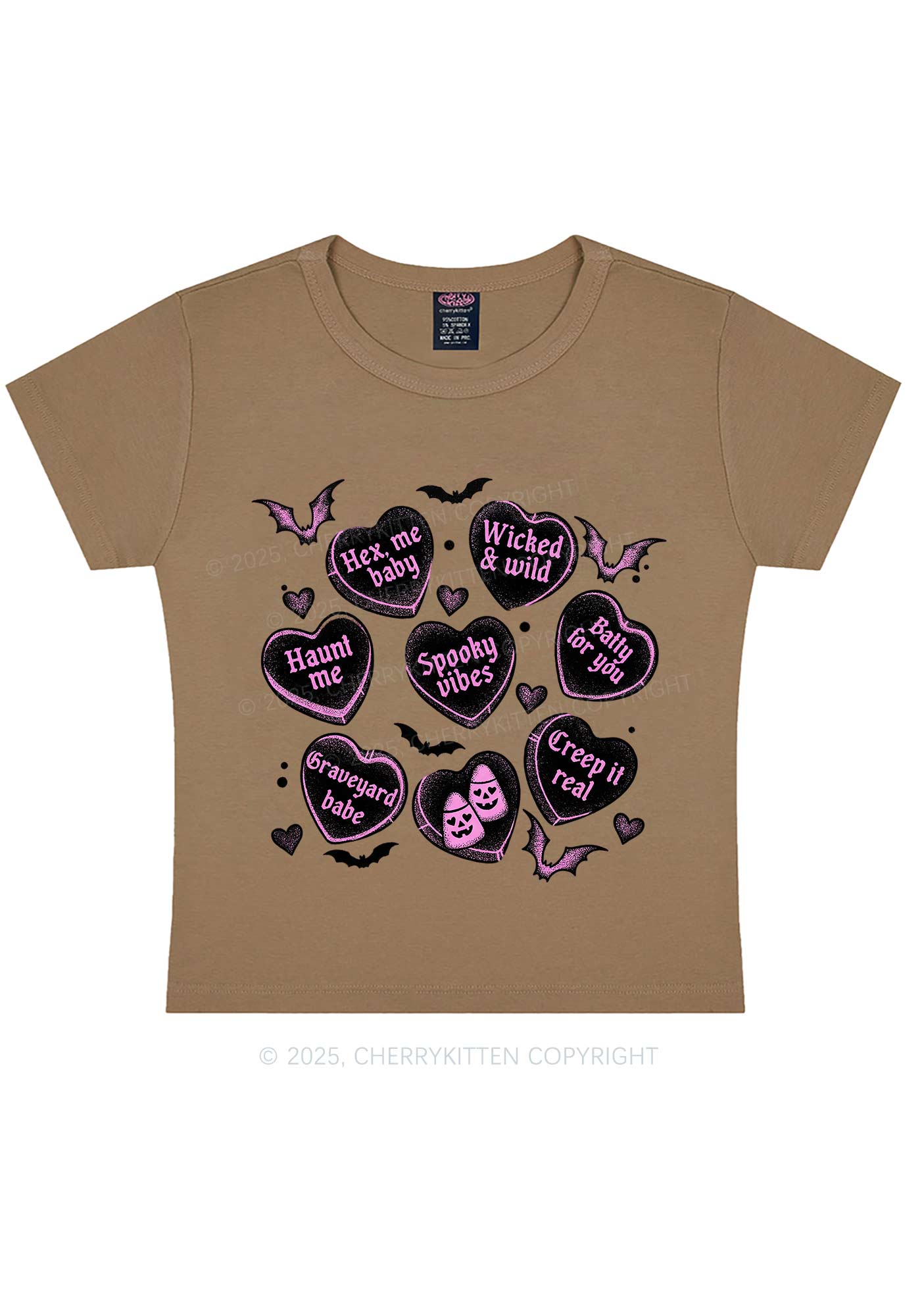 Spooky Candy Heart Valentine's Day Y2K Baby Tee Cherrykitten