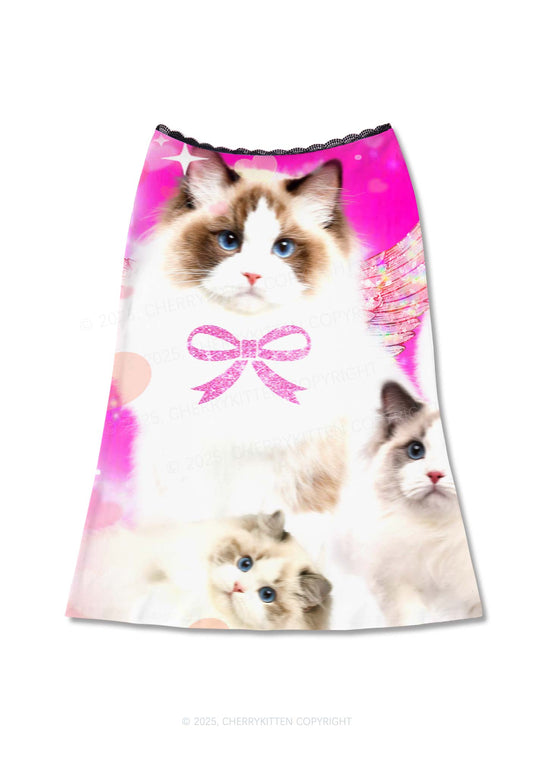 Alpha Male Cats Y2K Print Midi Skirt Cherrykitten