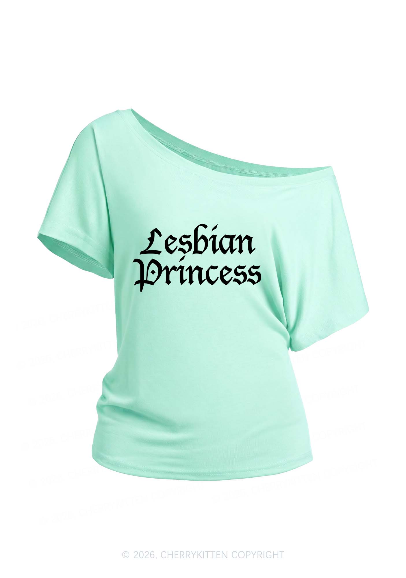 Lesbian Princess Pride Y2K Off Shoulder Tee Cherrykitten