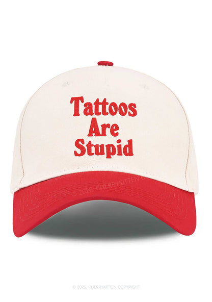 Embroidered Tattoos Are Stupid Y2K Color Block Baseball Cap Cherrykitten