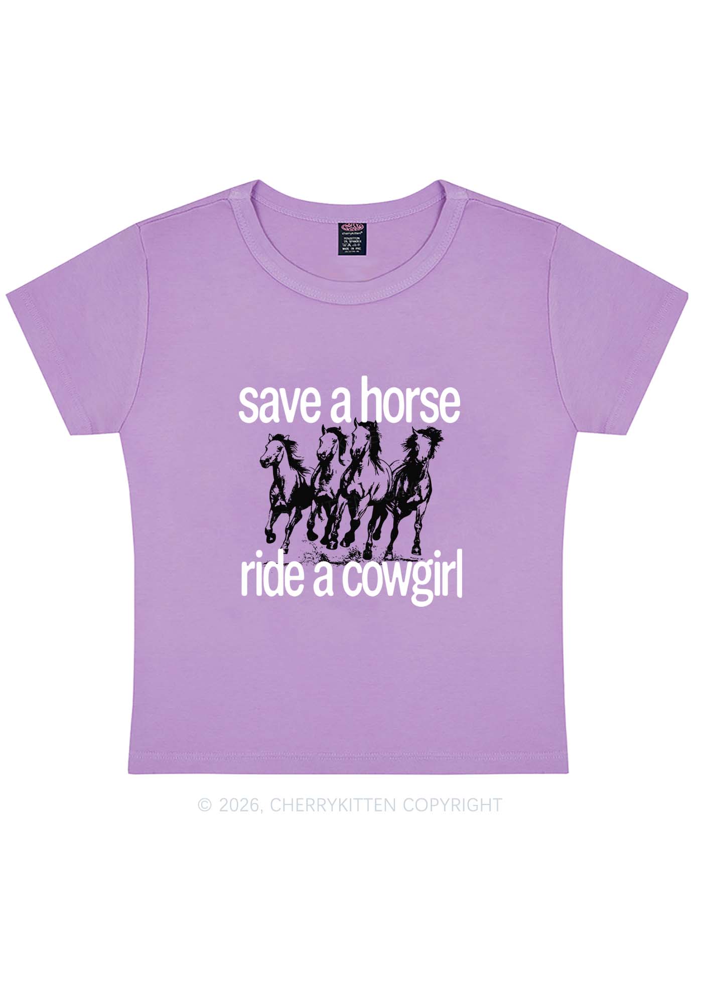 Four Horses Cowgirl Pride Y2K Baby Tee Cherrykitten